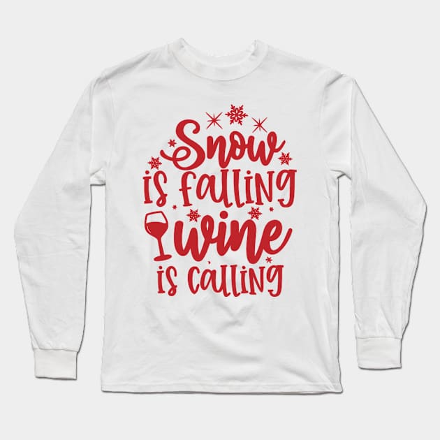 Snow is Falling is Calling, Christmas Long Sleeve T-Shirt by the kratingdaeng